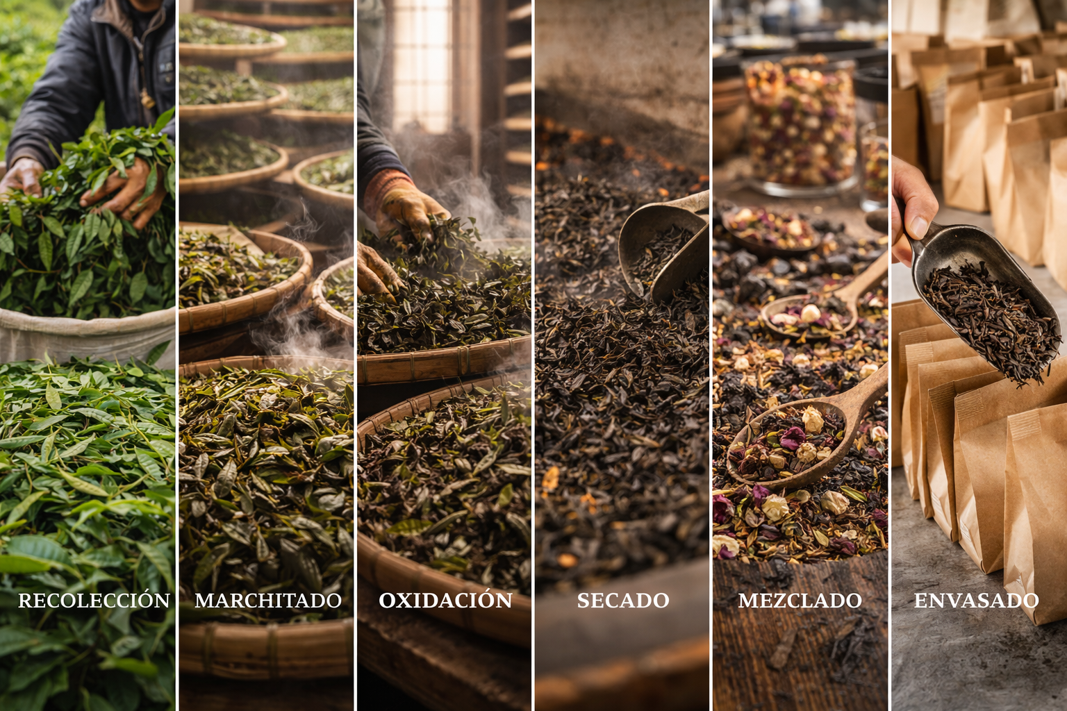 Proceso de oxidación y secado del té: transformación técnica de la hoja